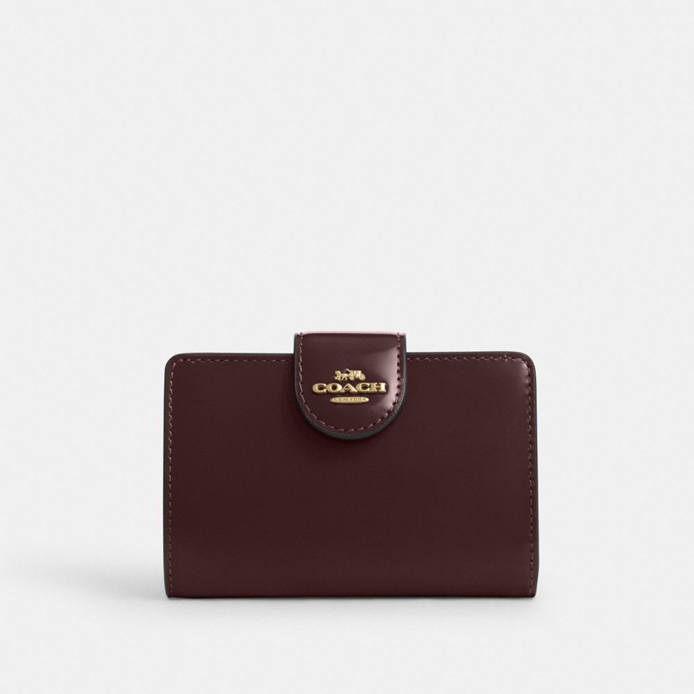 COACH CW526 Medium Corner Zip Wallet GOLD/MERLOT