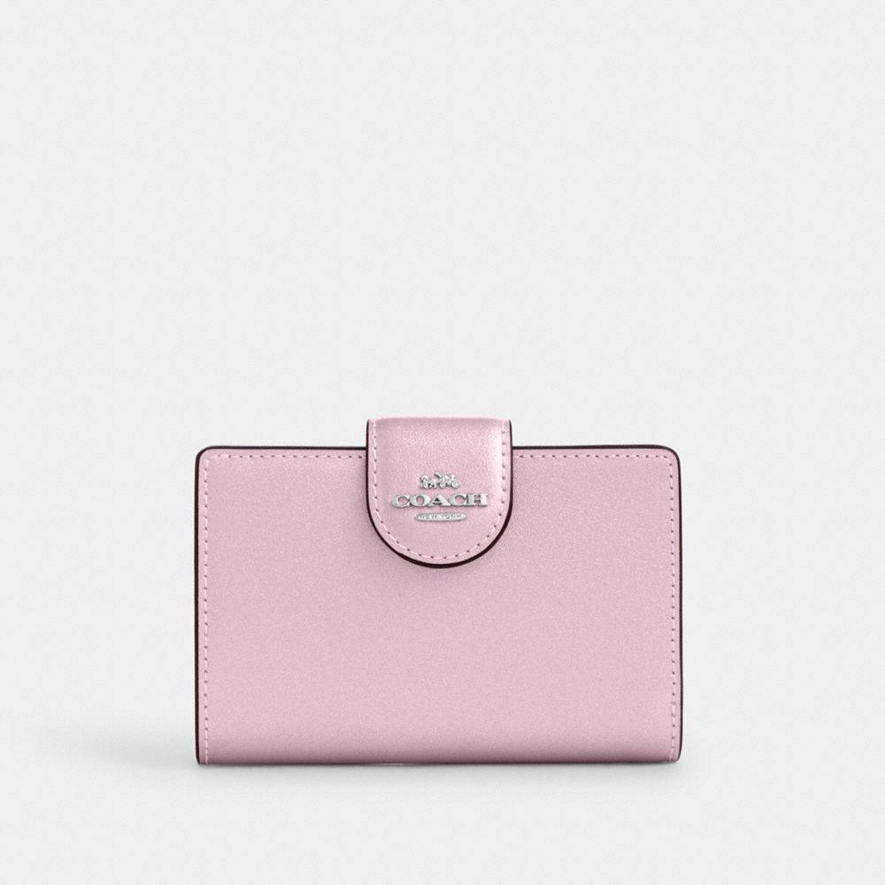 COACH CW528 Medium Corner Zip Wallet SILVER/METALLIC PINK