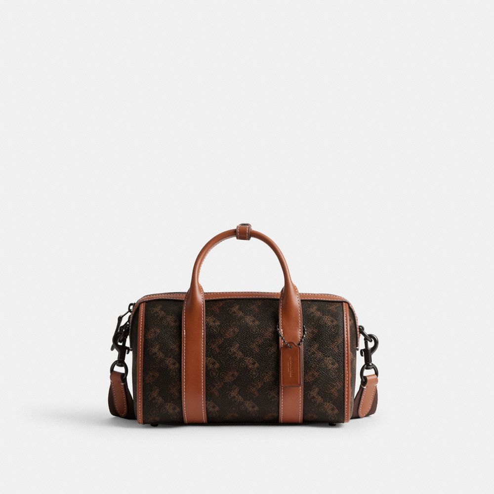 COACH&reg;,Gotham Duffle Bag 24 With Horse And Carriage Print,Barrel Bag,Stitching,Color Block,Casual,Brown,Front View