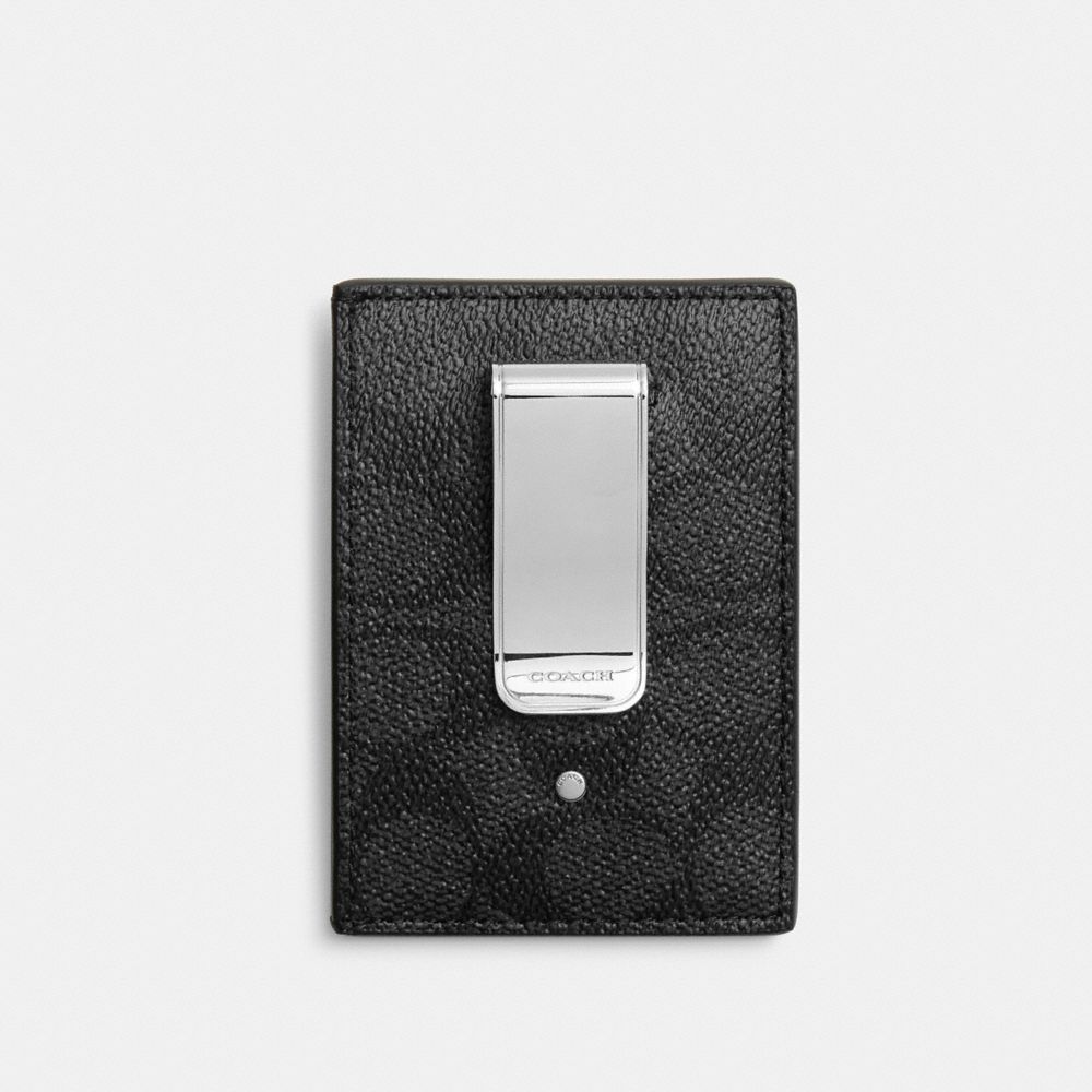 MONEY CLIP CARD CASE IN SIGNATURE CANVAS
