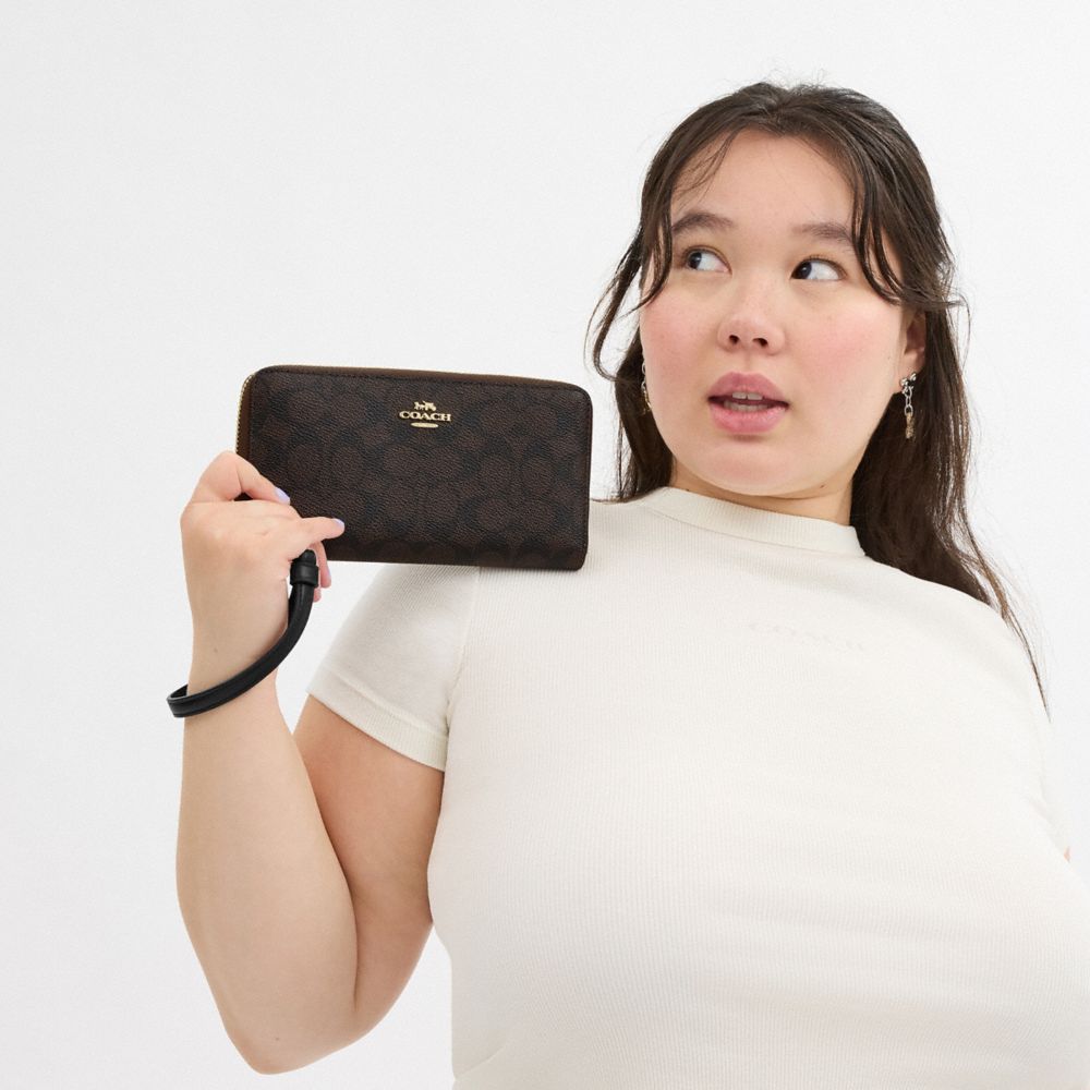 Long Zip Around Wallet In Signature Canvas | Coach Australia