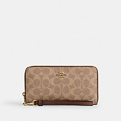 Long Zip Around Wallet In Signature Canvas - CW778 - Gold/Tan/Brown
