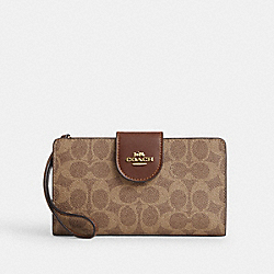 Phone Wallet In Signature Canvas - CW780 - Gold/Tan/Brown