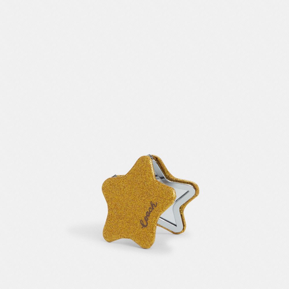COACH CW815 Glitter Star Compact Mirror Silver/Yellow Gold