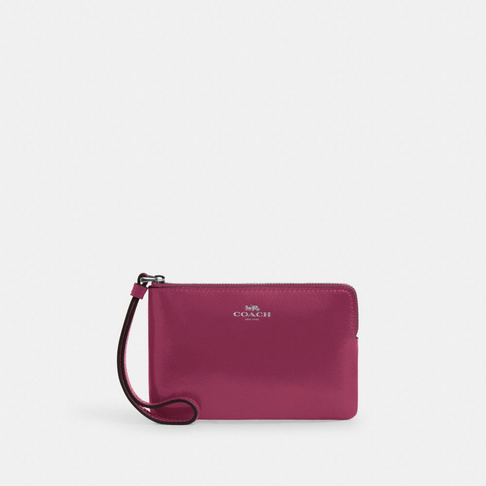 COACH CW855 Corner Zip Wristlet SILVER/PINK
