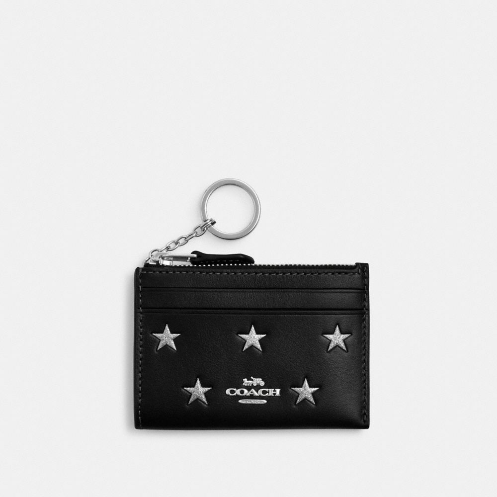 COACH CW876 Mini Skinny Id Case With Star Print SILVER/BLACK MULTI