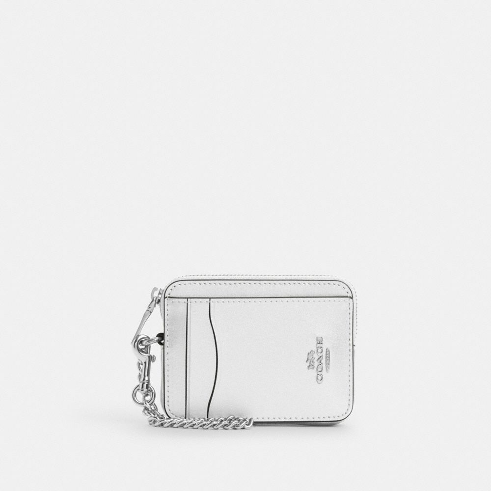 COACH CW890 Zip Card Case SILVER/LIGHT SILVER