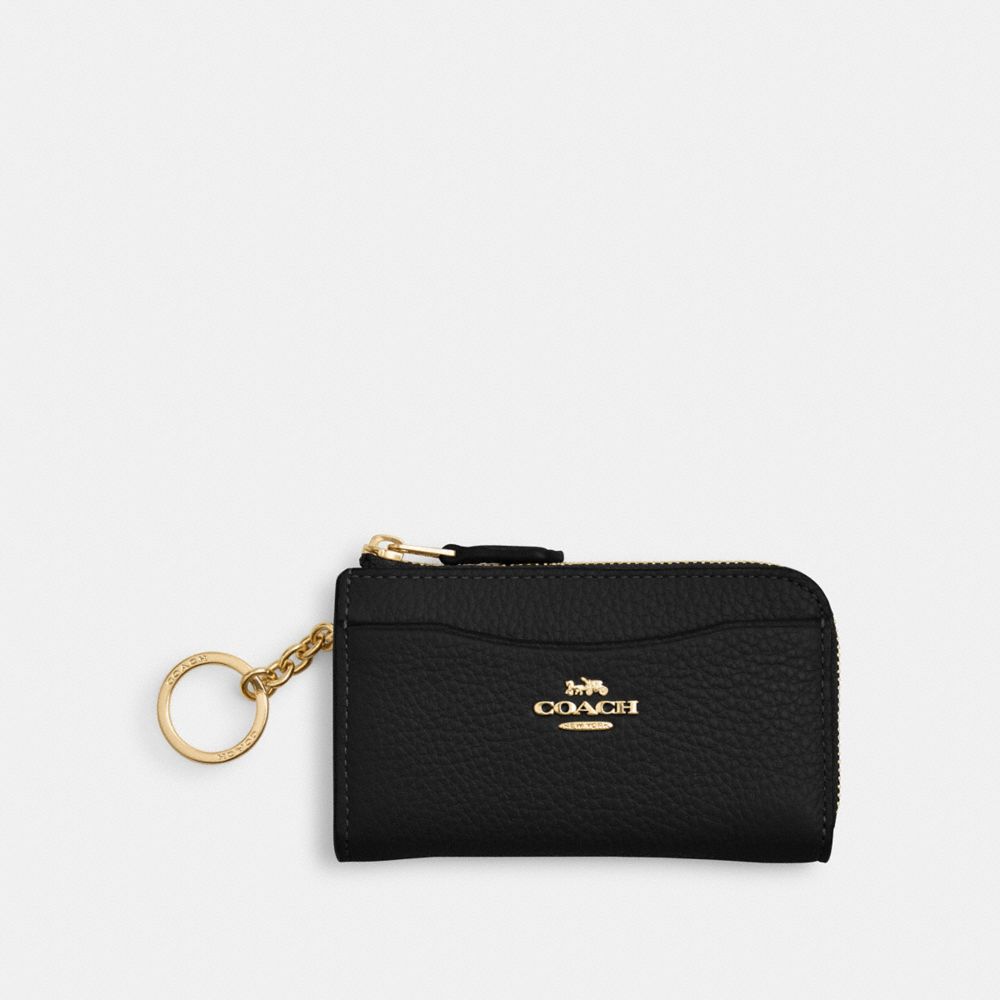 COACH&reg;,Multifunction Card Case In Pebbled Leather,Gold/Black