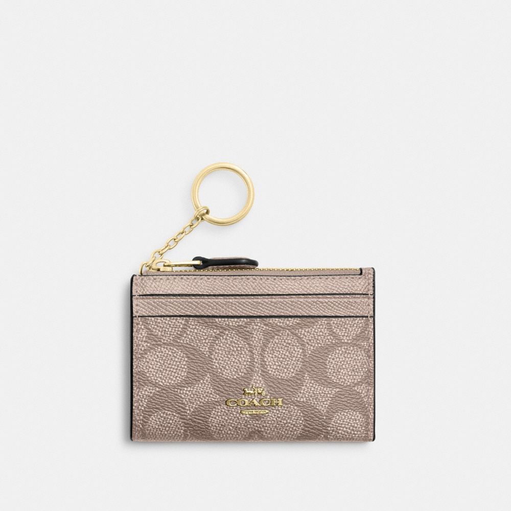 COACH CW966 Mini Skinny Id Case In Signature Canvas GOLD/CHAMPAGNE MULTI