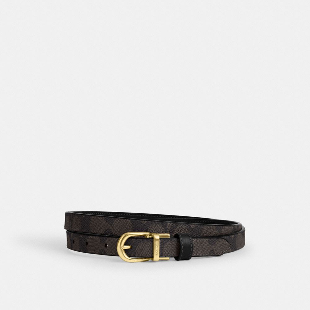 COACH CX058 Classic Buckle Cut-to-size Reversible Belt, 18 Mm GOLD/WALNUT/BLACK