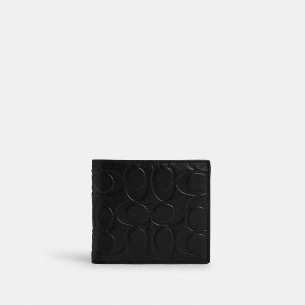 COACHÂ®,Coin Wallet In Signature Leather,,Inside View,Top View,,Front View