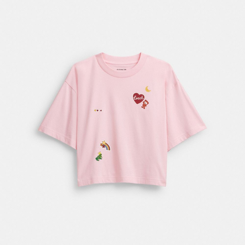 COACH&reg;,Stickers Cropped T-Shirt,Light Pink