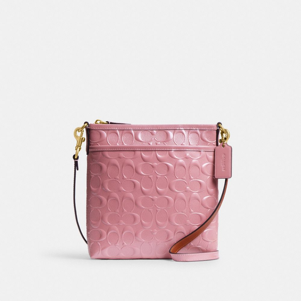 COACH CX196 Kitt Messenger Crossbody Bag BRASS/TRUE PINK