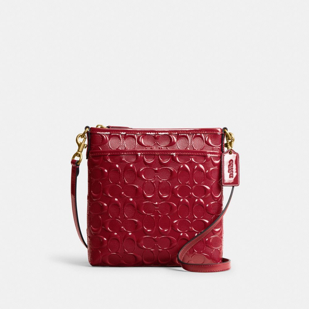 COACH CX196 Kitt Messenger Crossbody Bag BRASS/RUBY