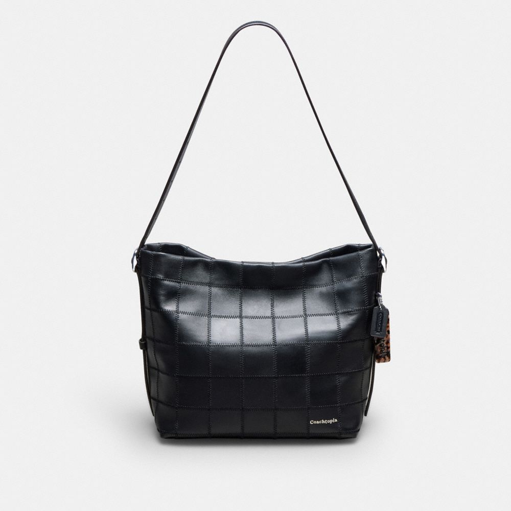 COACH CX220 Alter/ego Hobo Bag In Checkerboard Upcrafted Leather BLACK