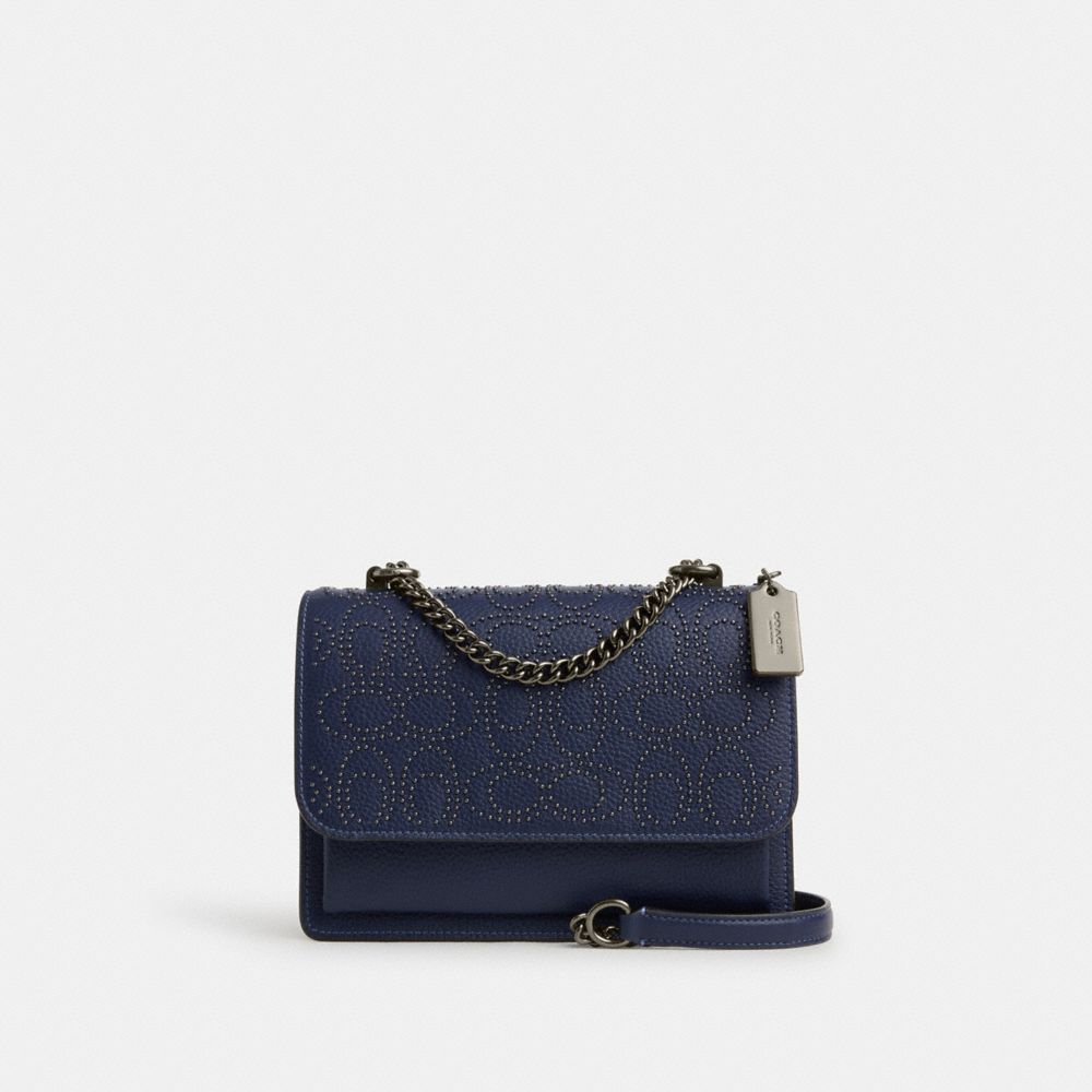 COACH CX260 Klare Crossbody Bag With Signature Rivets BLACK ANTIQUE NICKEL/TRUE NAVY