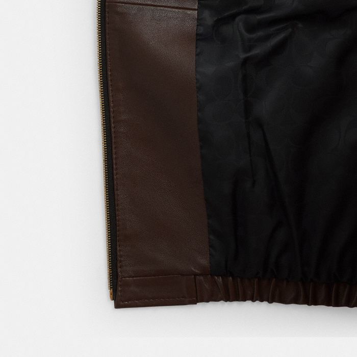 HERITAGE C PLAQUE OVERSIZED LEATHER JACKET