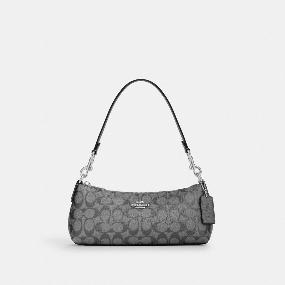 COACH CX580 Charlotte Shoulder Bag In Signature Canvas SILVER/GUNMETAL MULTI
