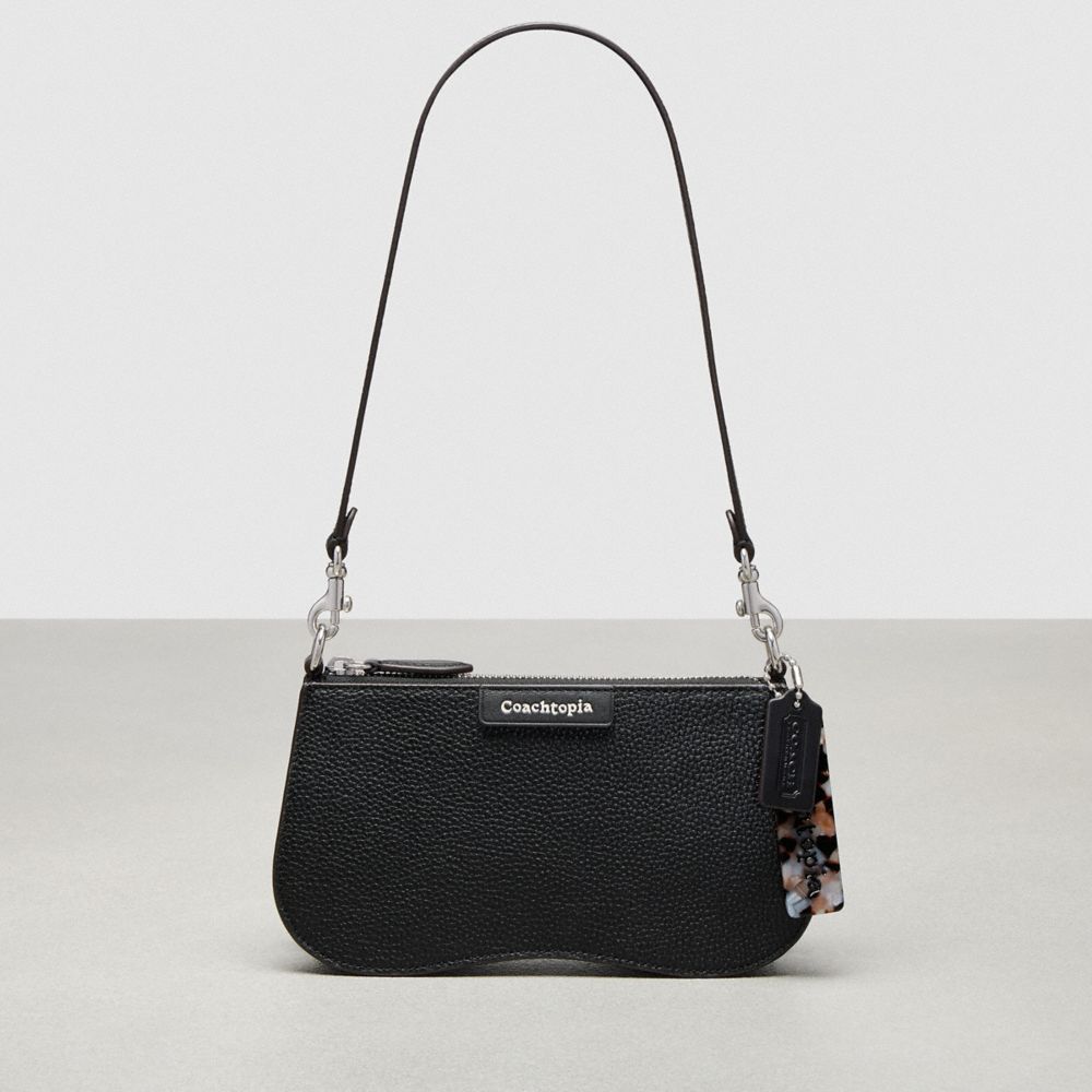 COACH CX685 Wavy Baguette Bag In Pebbled Coachtopia Leather BLACK