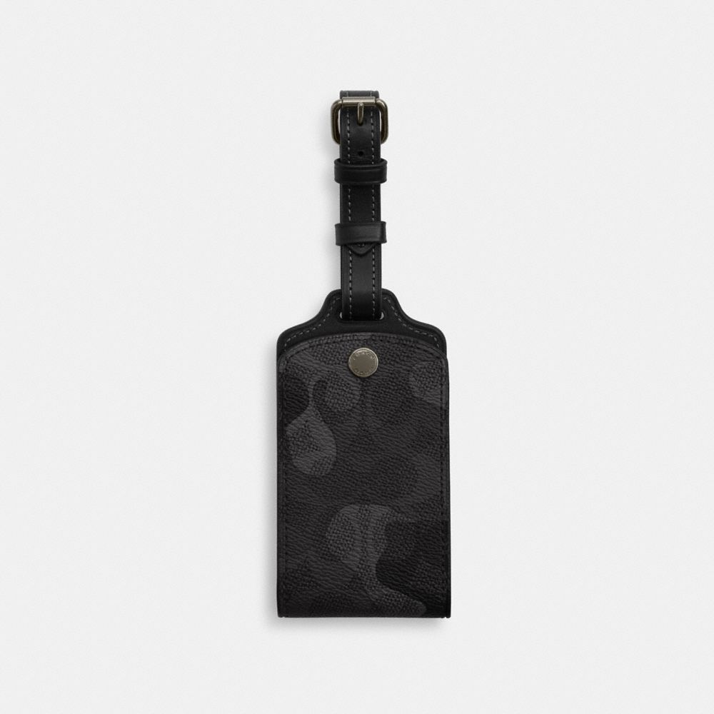 COACH CX877 Luggage Tag In Signature Camo Print GUNMETAL/GREY MULTI