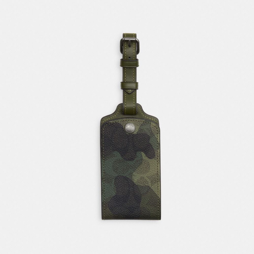 COACH CX877 Luggage Tag In Signature Camo Print QB/DARK SHAMROCK MULTI