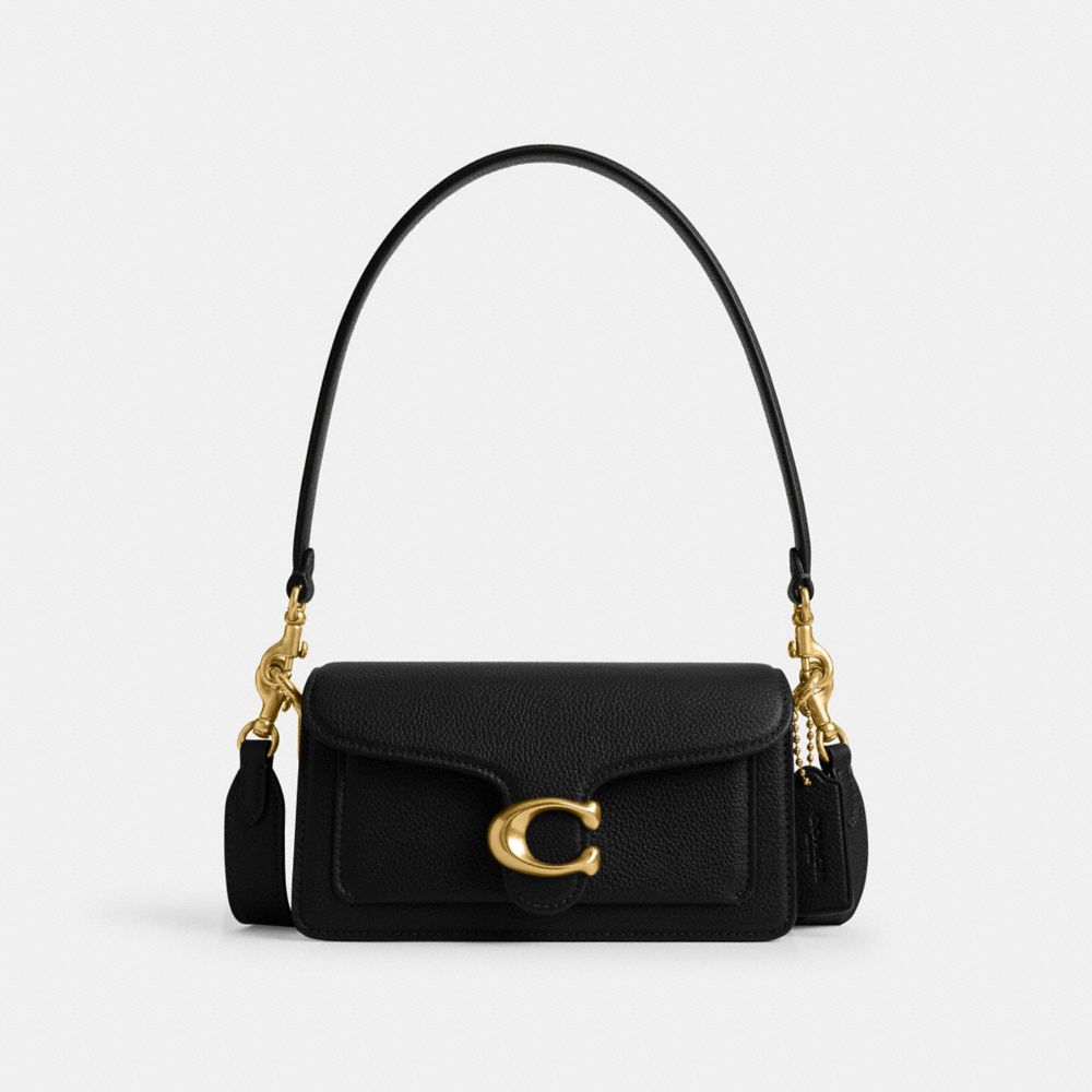 COACH&reg;,Tabby Shoulder Bag 20,Leather,Shoulder Bag,Embossed,Logo,Metal,Day Party,Brass/Black