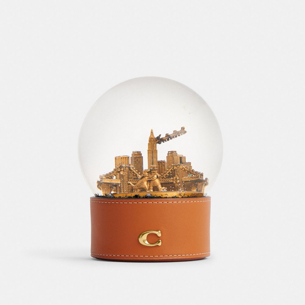COACH CY205 Snow Globe With Rexy And Snowman BRASS/PUMPKIN