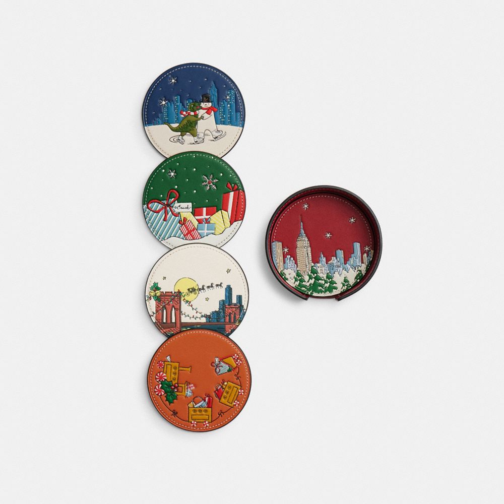 COACH CY233 Holiday Coaster Set MULTI