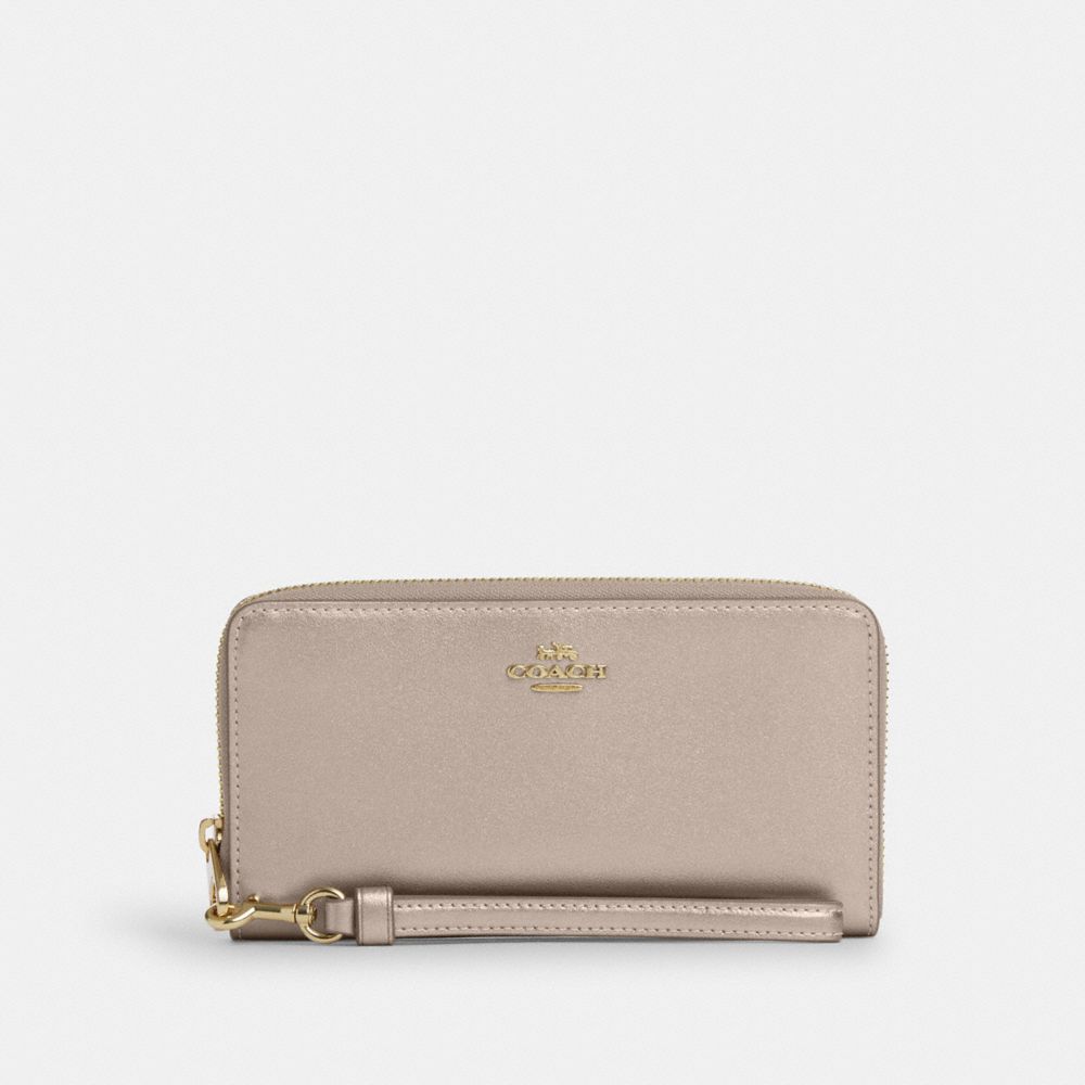 COACH CY238 Long Zip Around Wallet Gold/Light Champagne