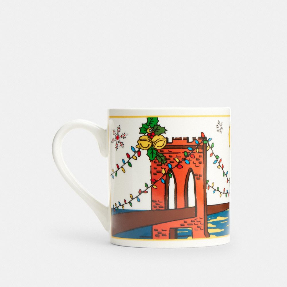 COACH CY299 Mug With Holiday Brooklyn Bridge Scene Multi