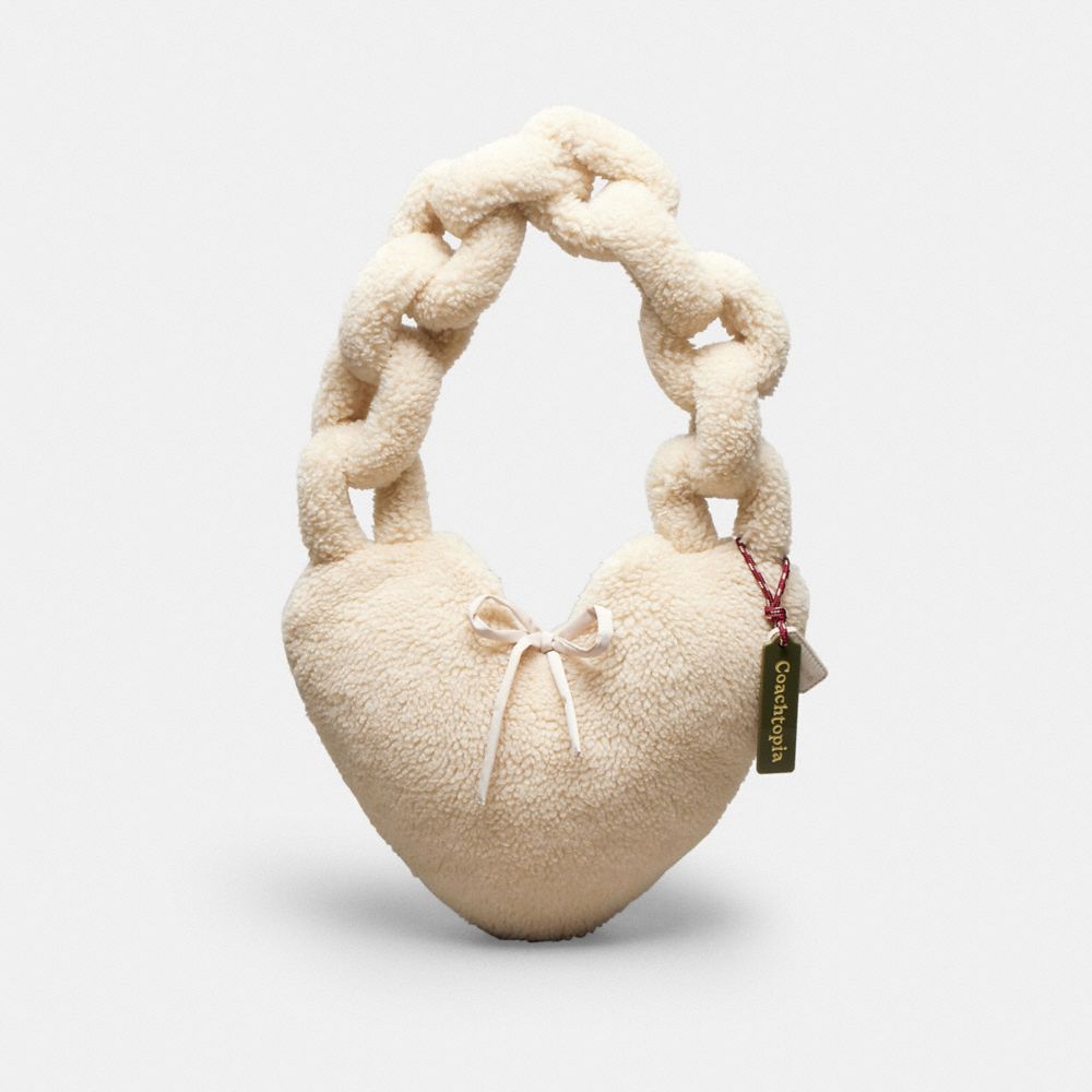 COACH CY344 Coachtopia Fuzzy Heart Bag NATURAL