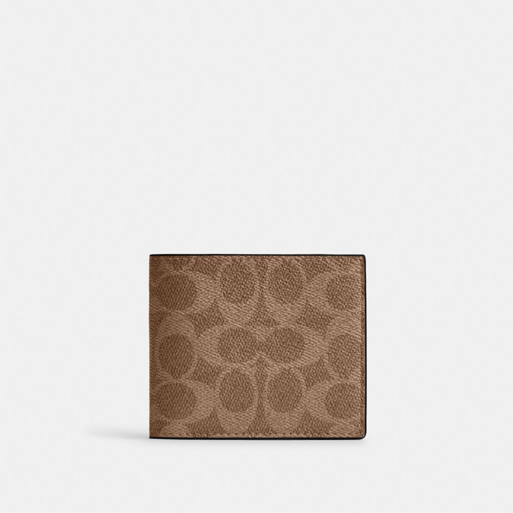 COACH CY394 Id Billfold Wallet In Signature Canvas QB/TAN/BLACK