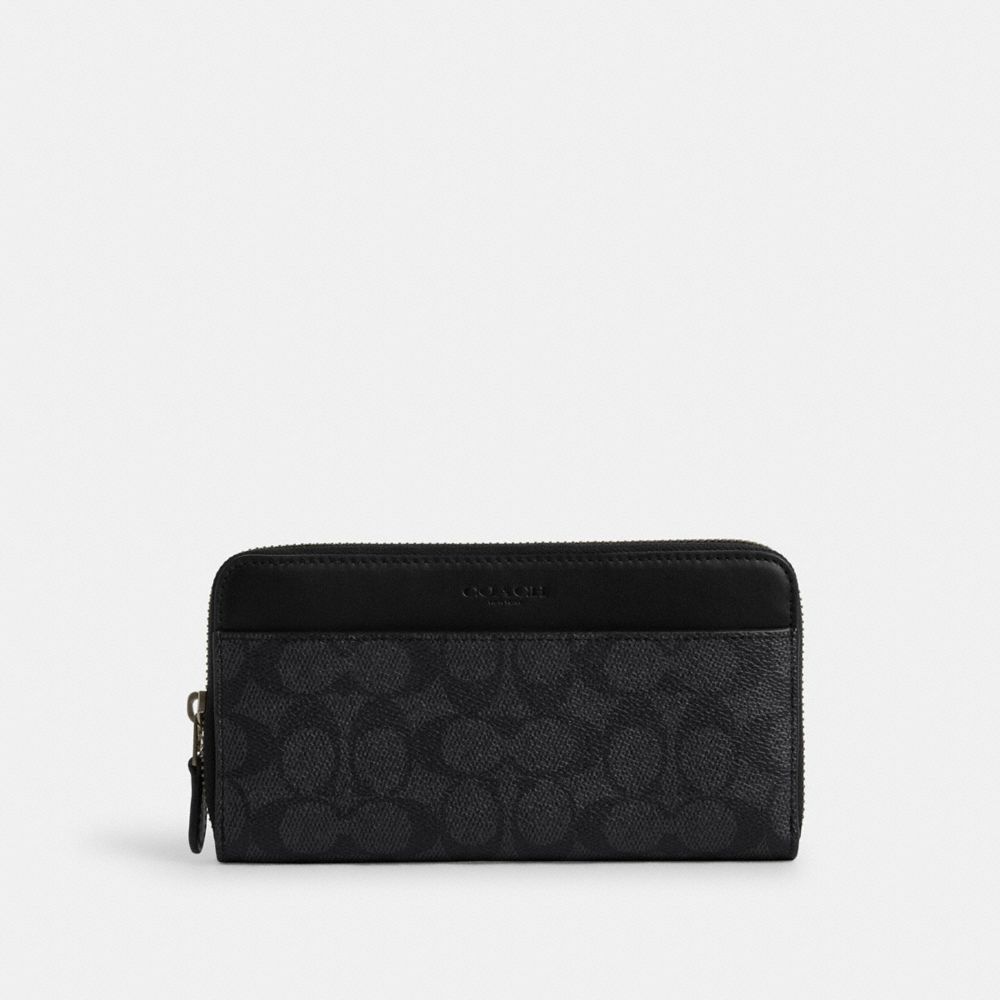 COACH CY405 Accordion Wallet In Signature Canvas GUNMETAL/CHARCOAL/BLACK