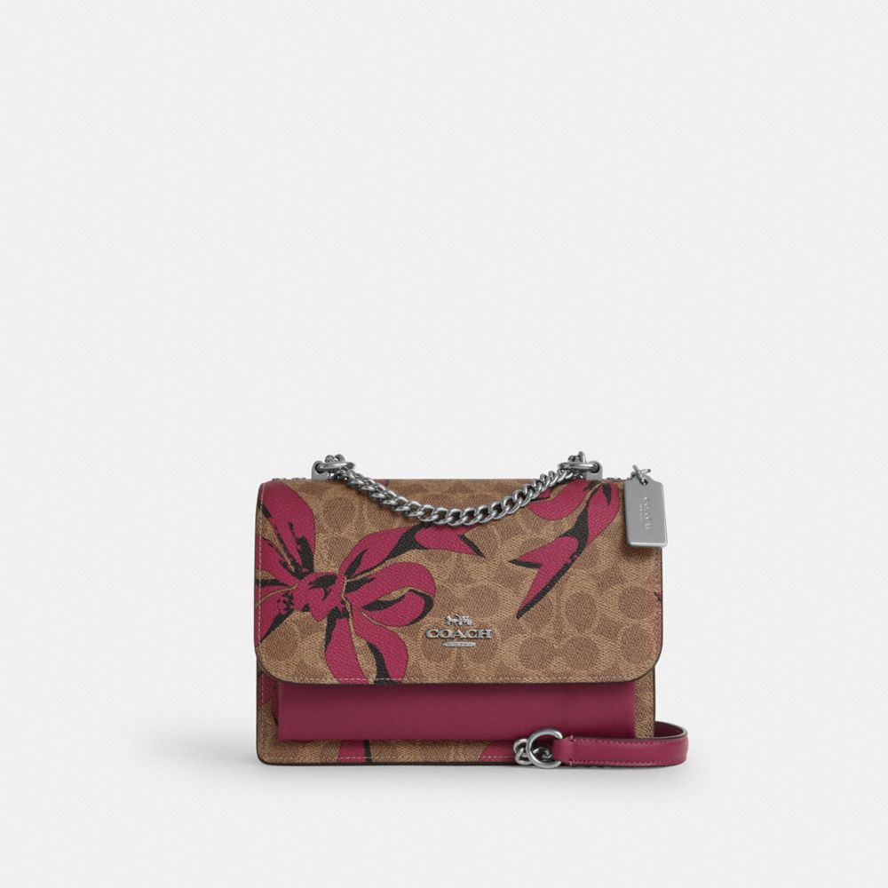 COACH CY649 Klare Crossbody Bag In Signature Canvas With Bow Print SILVER/TAN/PINK MULTI