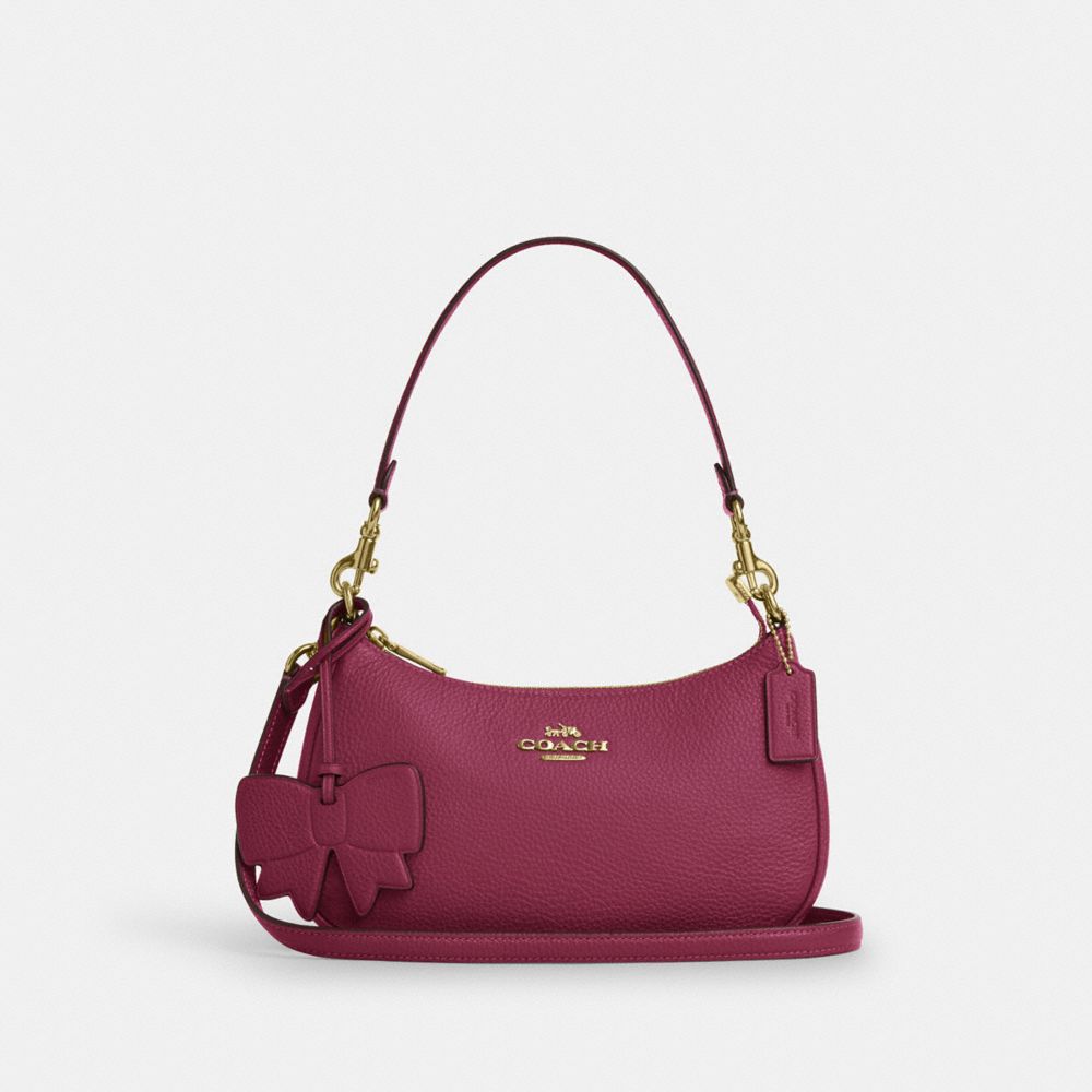 COACH CY654 Teri Shoulder Bag With Bow Charm GOLD/PINK