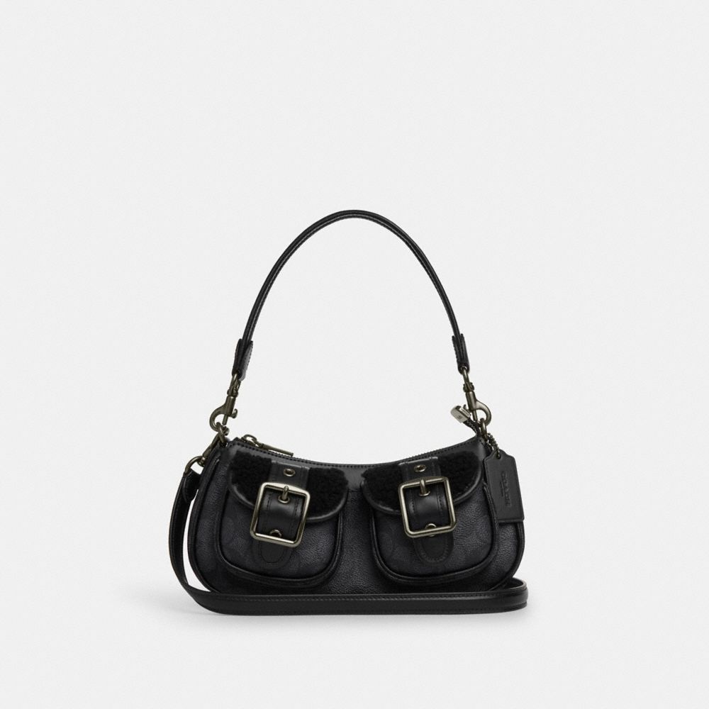 COACH CY658 Ashton Bag In Signature Canvas GUNMETAL/CHARCOAL/BLACK