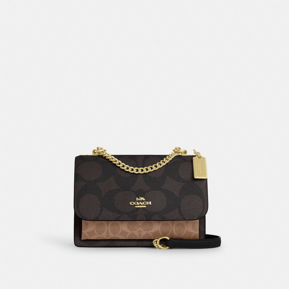 COACH CY678 Klare Crossbody Bag In Blocked Signature Canvas GOLD/WALNUT/TAN