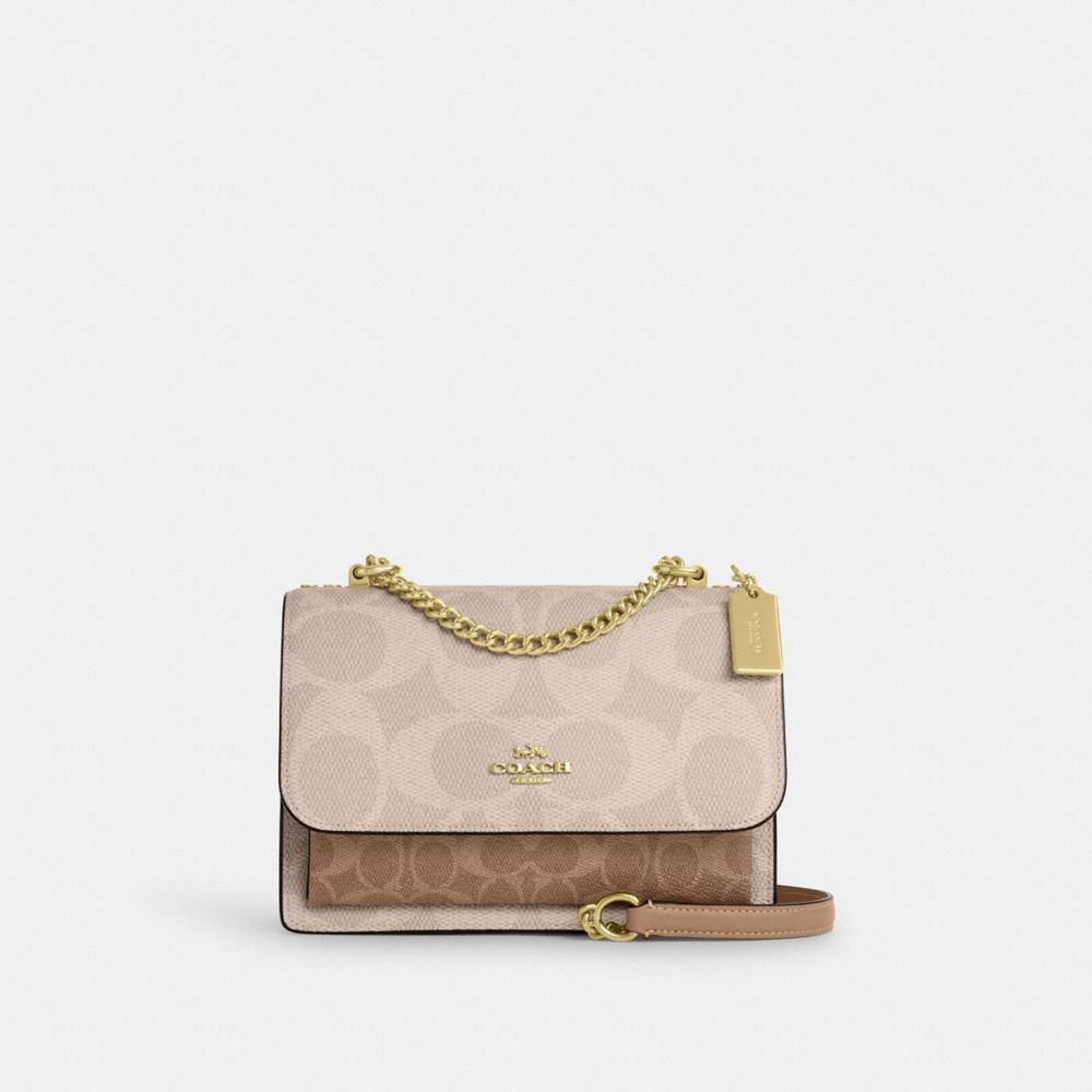 COACH CY678 Klare Crossbody Bag In Blocked Signature Canvas GOLD/SAND/TAN