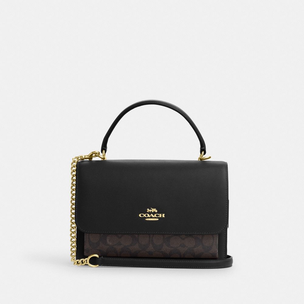 COACH CY687 Klare Top Handle Bag In Signature Canvas GOLD/WALNUT/BLACK