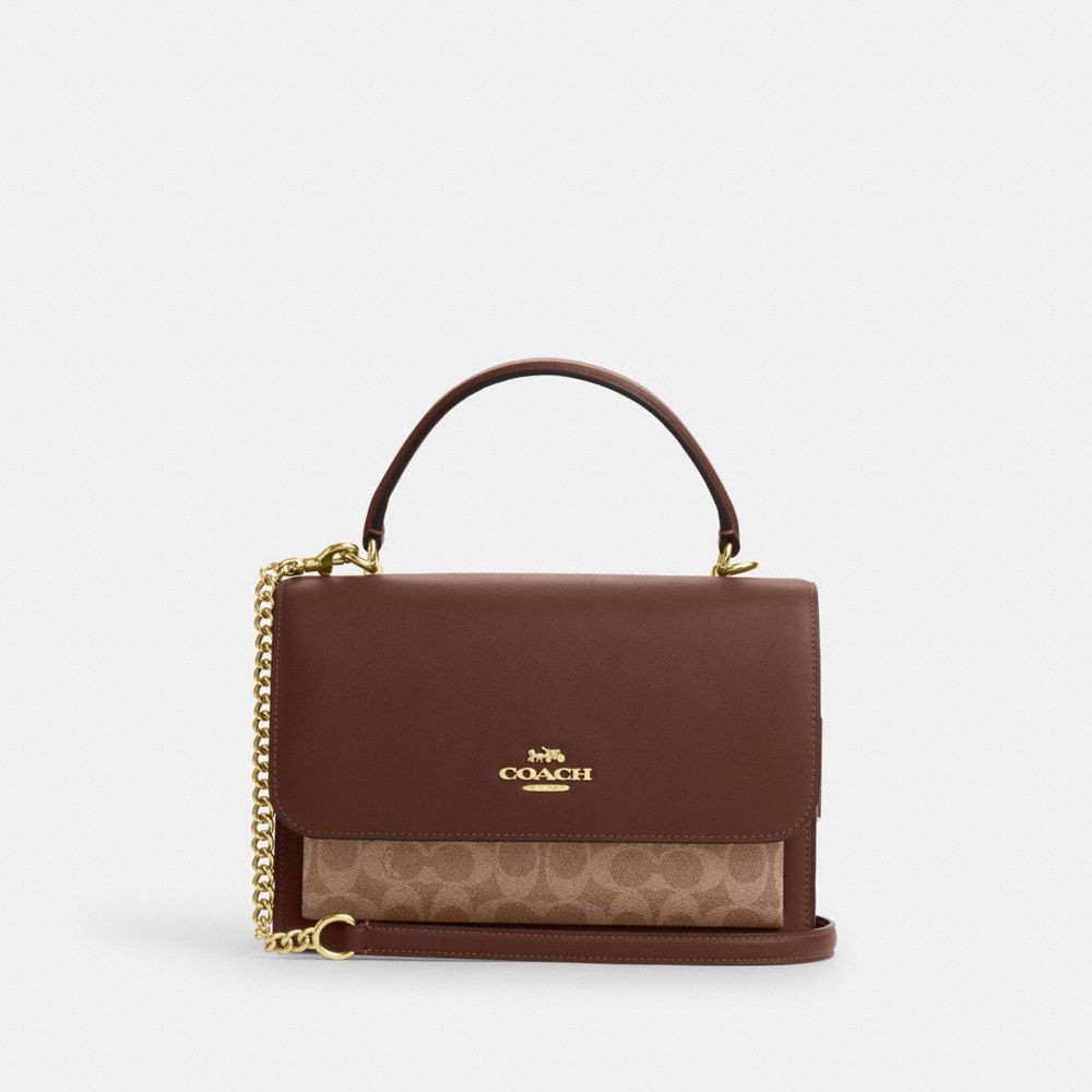 COACH CY687 Klare Top Handle Bag In Signature Canvas GOLD/TAN/BROWN