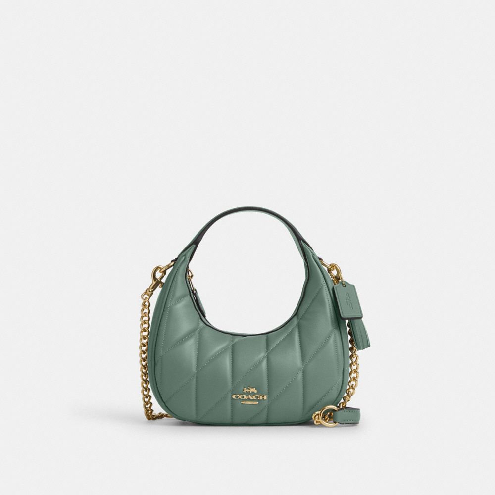 COACH CY710 Carmen Mini Crossbody Bag With Quilting GOLD/SAGE