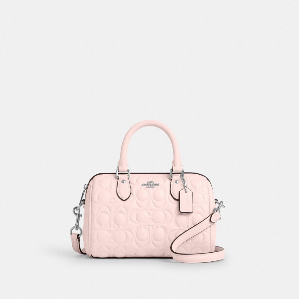 COACH CY743 Mini Rowan Crossbody Bag In Signature Leather SILVER/BLUSH