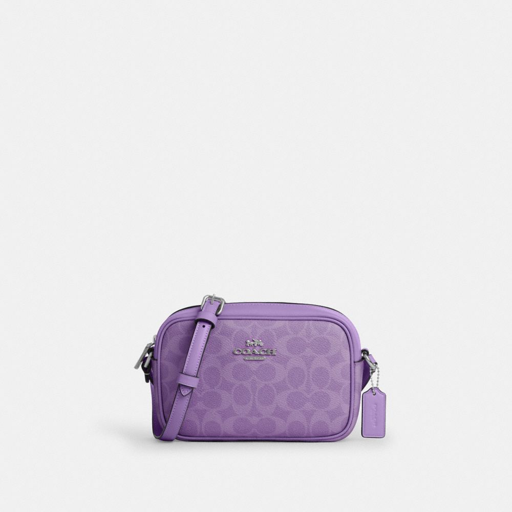 Mini Jamie Camera Bag In Signature Canvas - CY752 - Silver/Iris