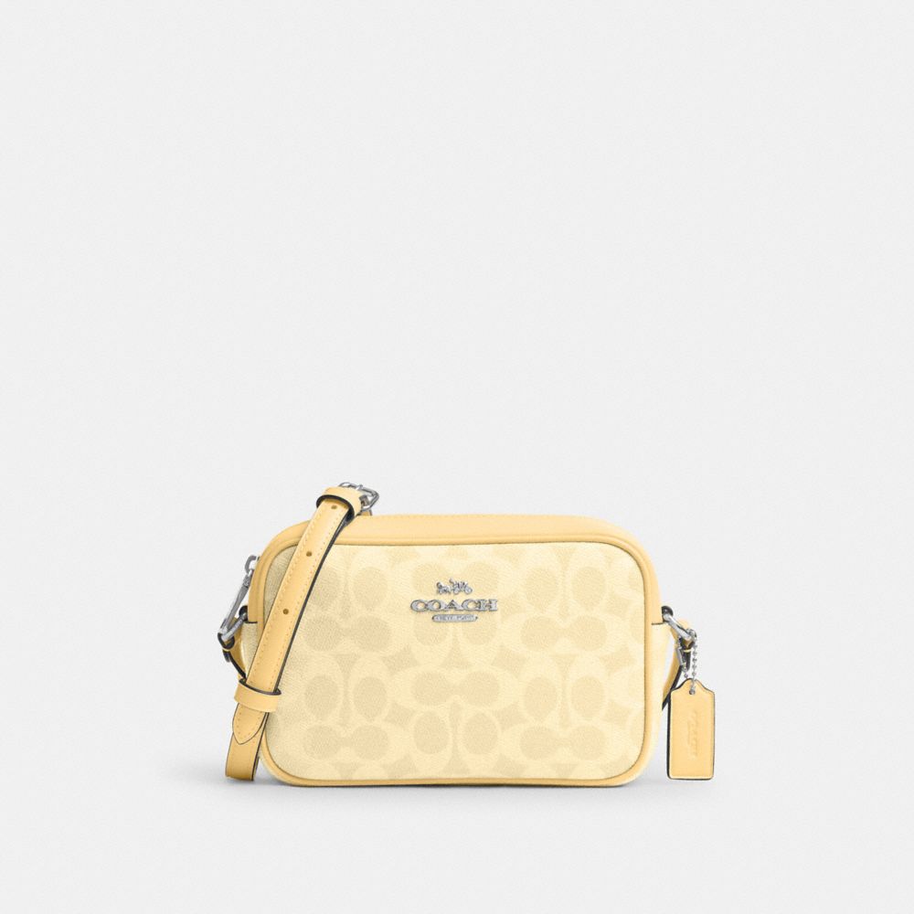 Mini Jamie Camera Bag In Signature Canvas - CY752 - Silver/Hay