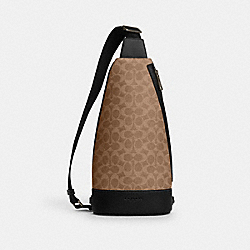 Dominic Sling Pack In Signature Canvas - CY801 - Qb/Tan/Black