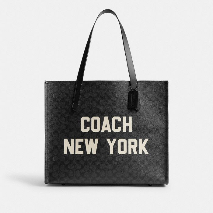 RELAY 經典 SIGNATURE 帆布 COACH 圖樣托特手袋