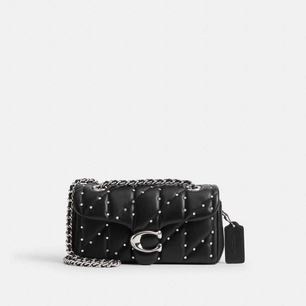 TABBY SHOULDER BAG 20 WITH PILLOW QUILTING AND CRYSTAL RIVETS