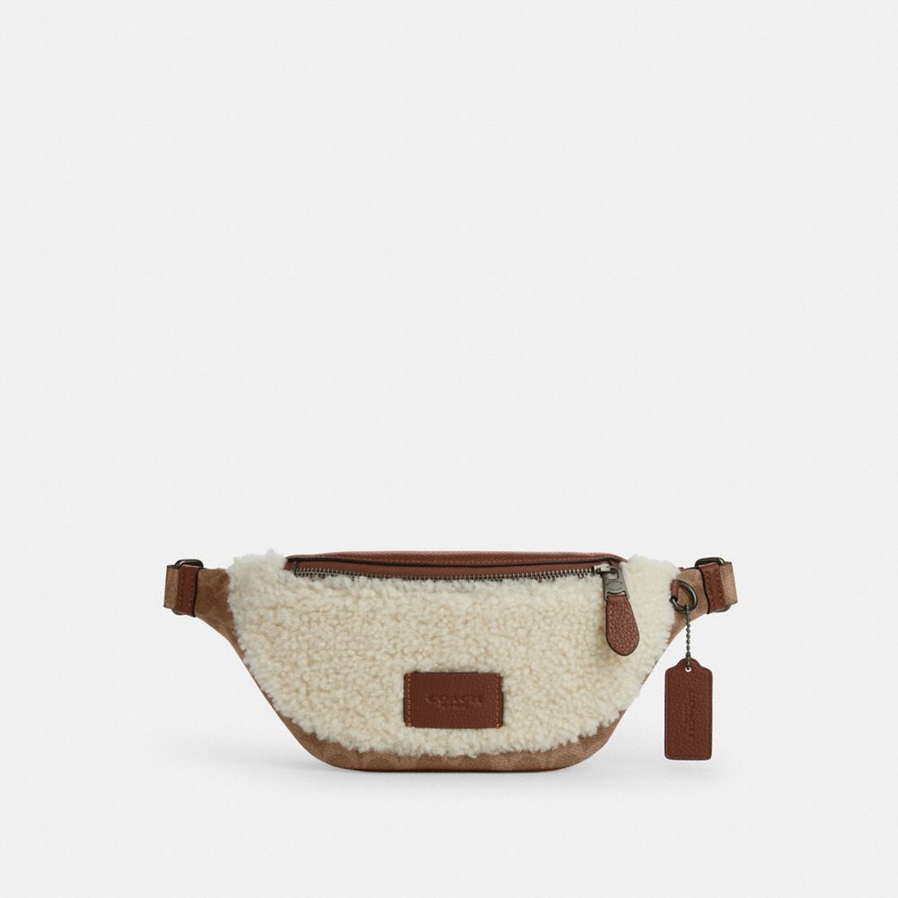 COACH CY884 Warren Mini Belt Bag In Signature Canvas QB/TAN/NATURAL/VINTAGE BROWN