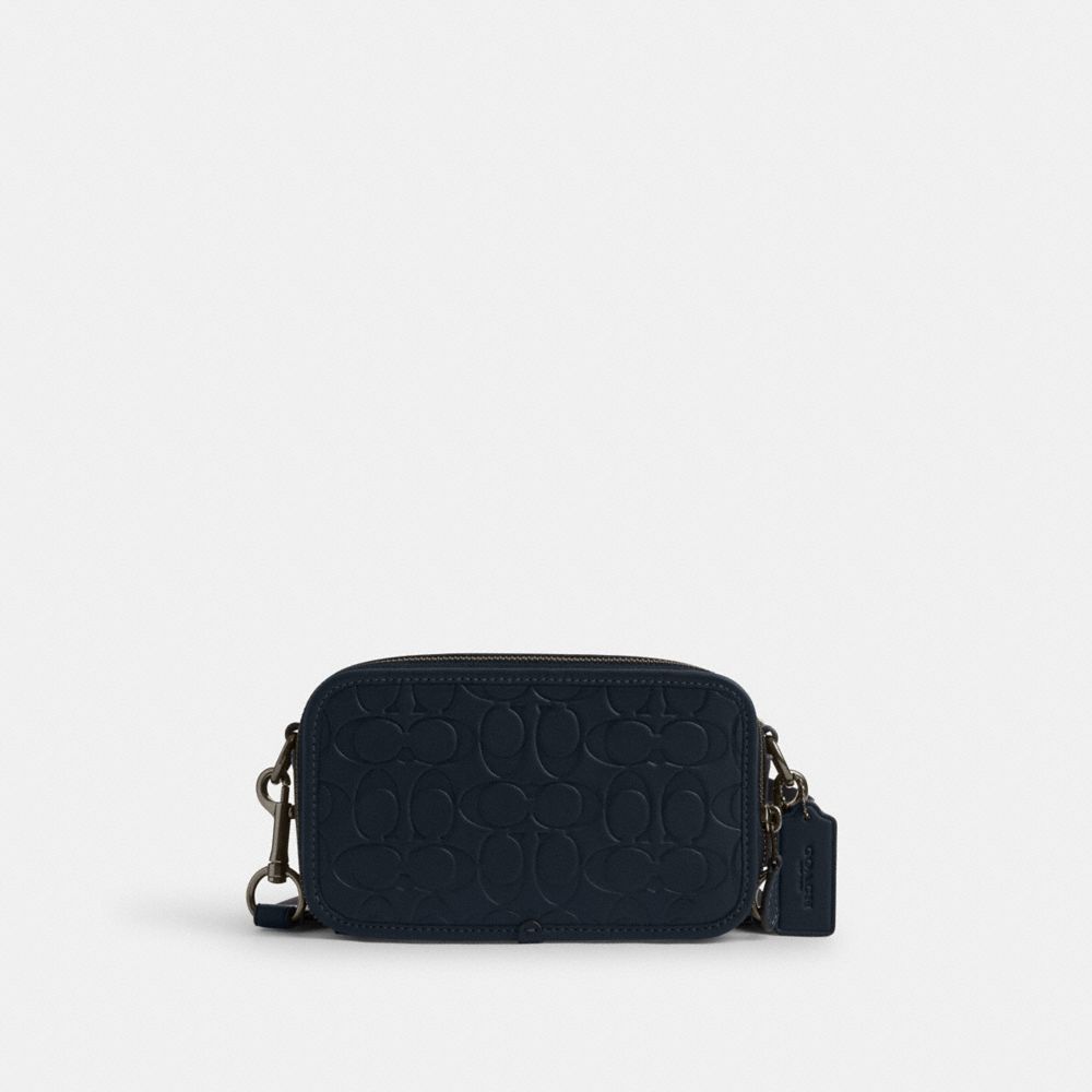 COACH&reg;,Wyatt Crossbody Bag In Signature Leather,Calfskin Leather,Crossbody,Casual,Gunmetal/Midnight Navy