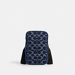 Aden Crossbody Bag In Signature Denim - CY889 - Silver/Denim/Deep Blue